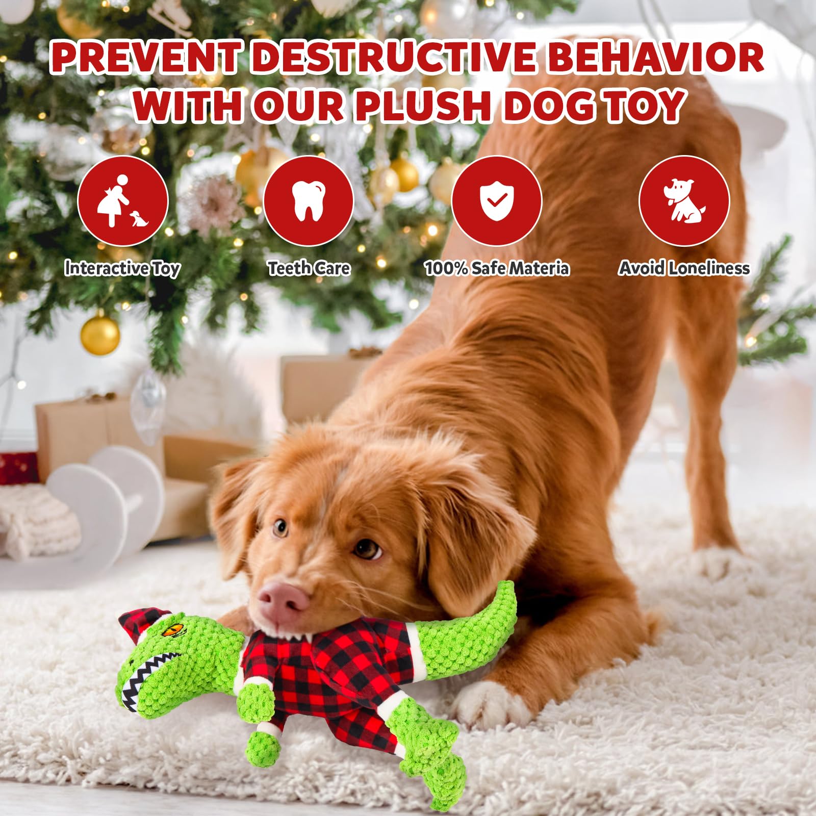Pubialo diseño plaid rojo-verde, juguete festivo para perros
