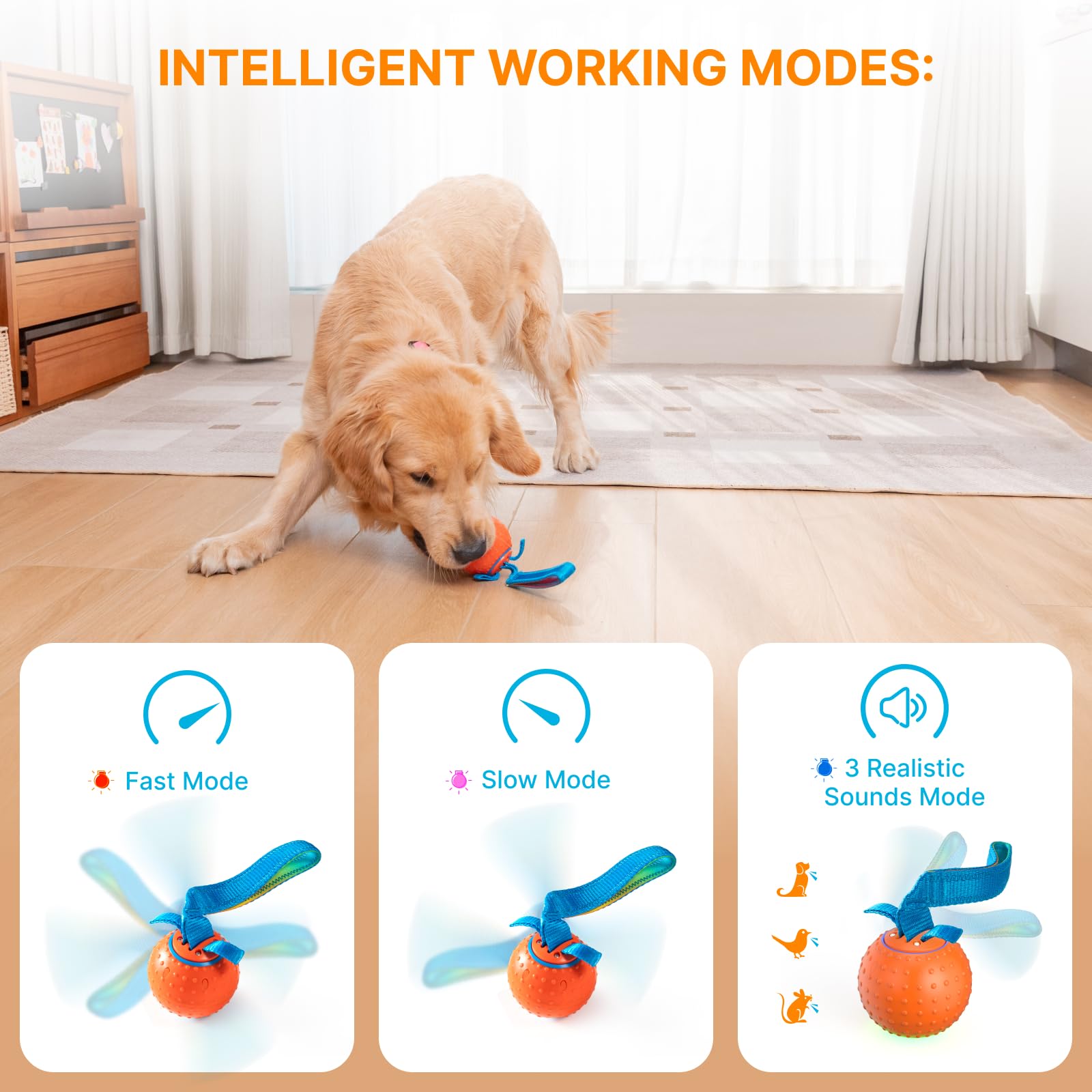 Pubialo Pelota para perros con modos inteligentes y sonidos.