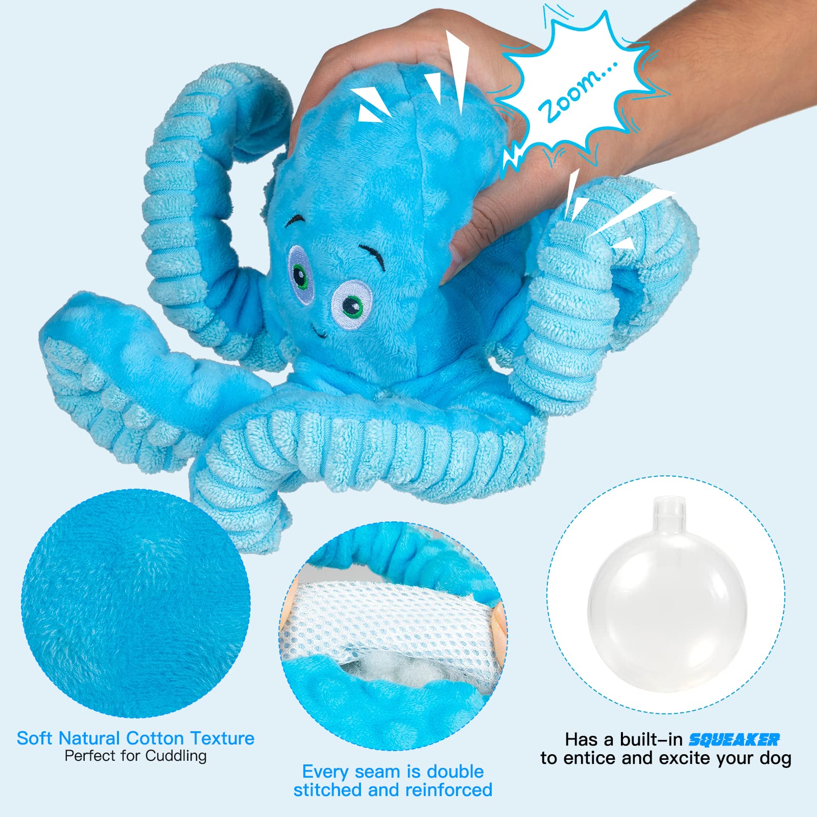Pubialo Pulpo textura suave: textura agradable para cachorros y perros medianos.