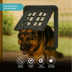 Puerta de Mascotas Pantalla Grande con cuatro vías para entrada y salida.
