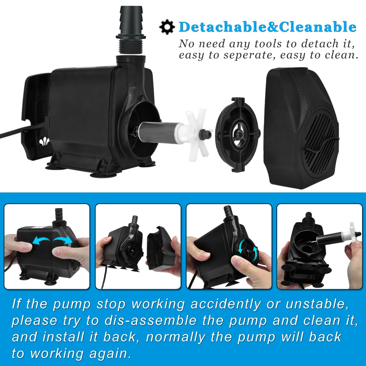 Funcionamiento ultra silencioso de PULACO Large Flow para acuario o estanque