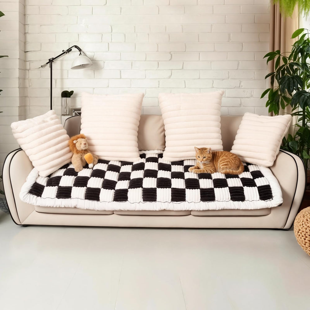 PulseFay cobertor sofá perro terciopelo negro: protección suave para el salón