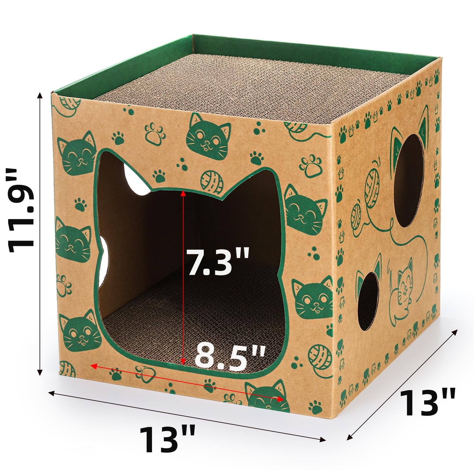 Pumtus casa de cartón para gatos, interior amplio para explorar con seguridad