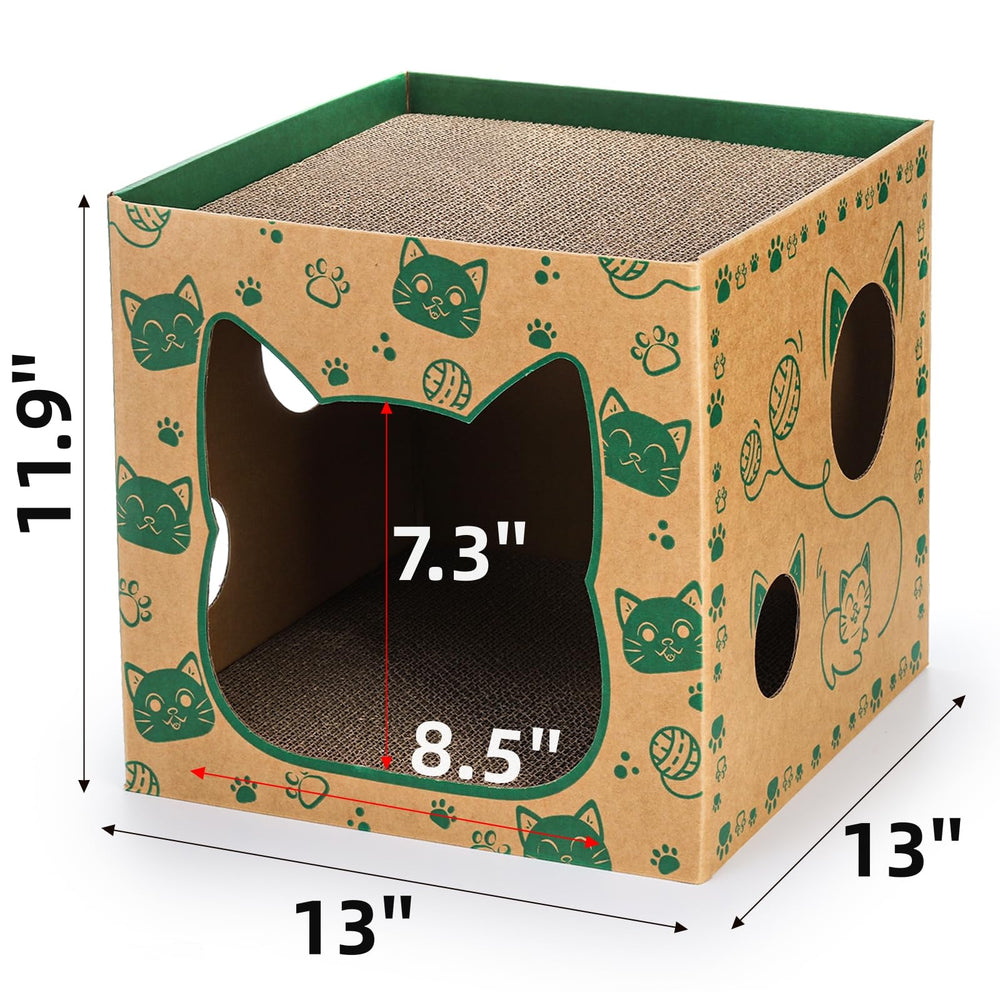 Pumtus casa de cartón para gatos, interior amplio para explorar con seguridad