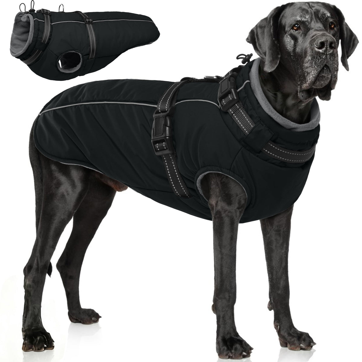 PUMYPOREITY chaqueta nieve para perro grande, impermeable y cálida para paseos invernales.