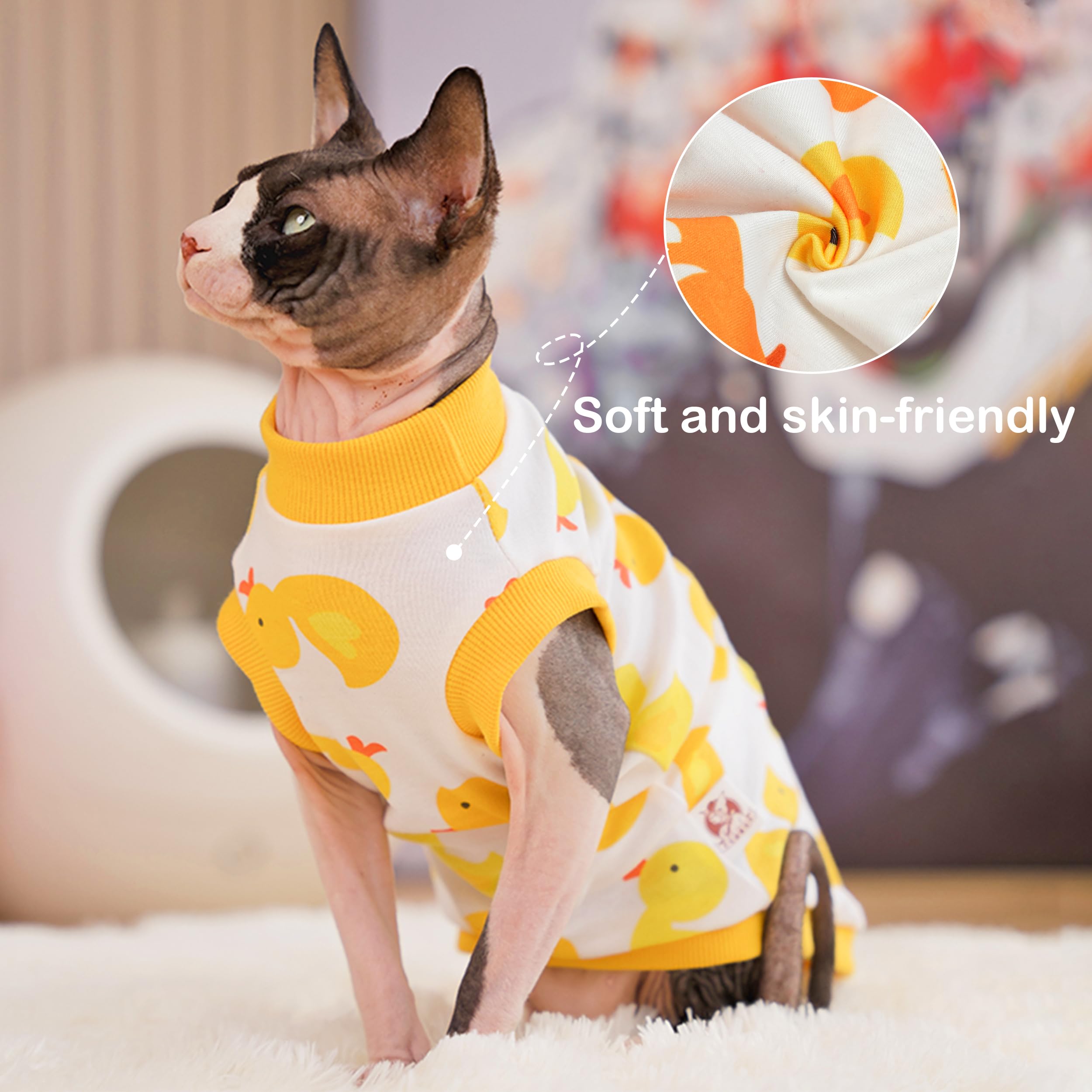 Camiseta suave de PUMYPOREITY para Sphynx, ideal para piel sensible.