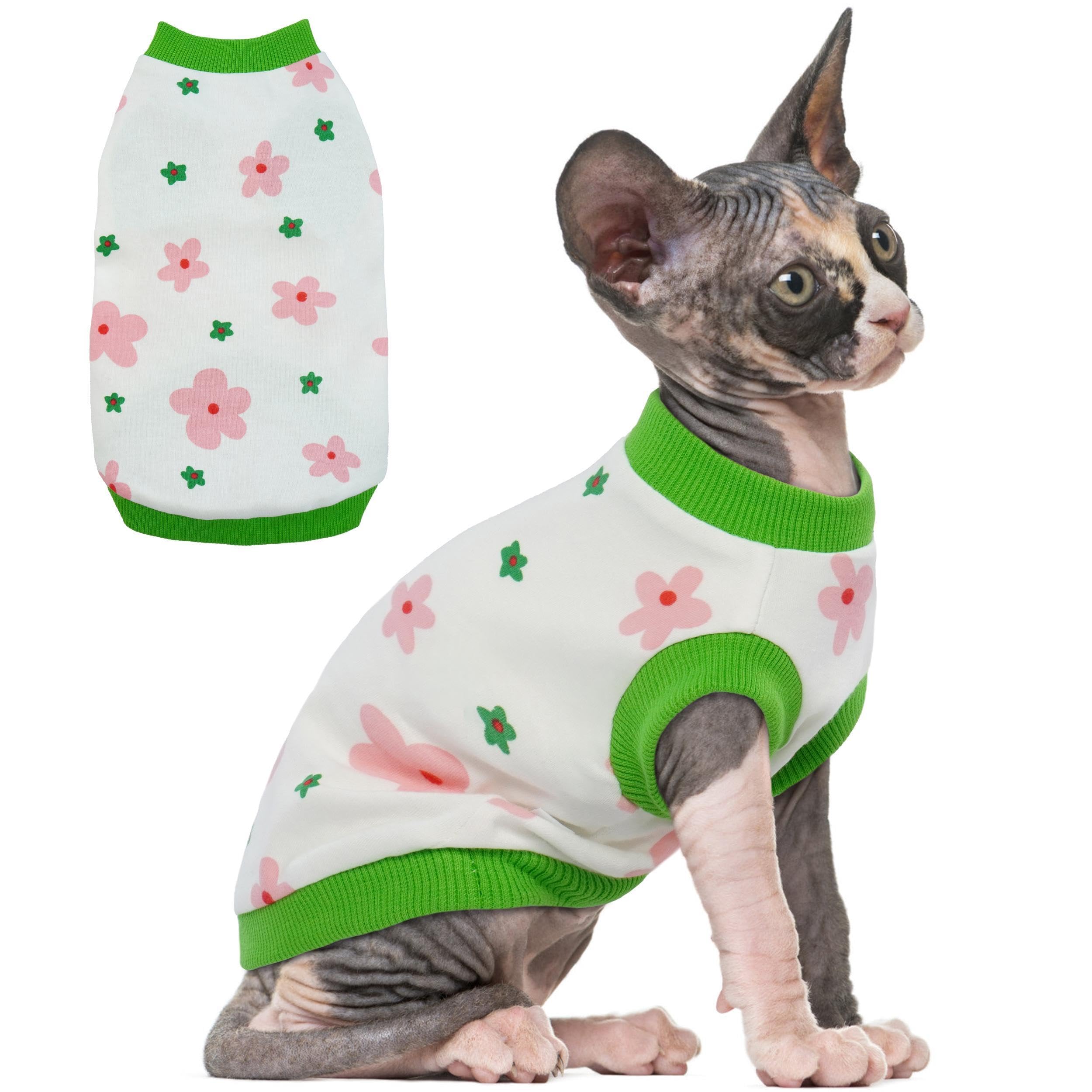 Pumyoreity suéter para sphynx verde XS, ajuste cómodo para gatos sin pelo