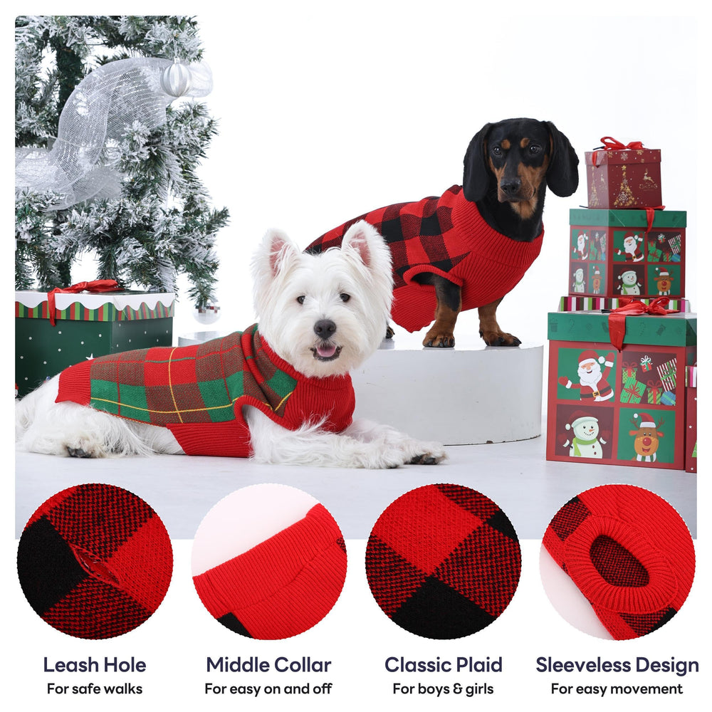 PUMYPOREITY suéter canino con cuadros clásico, vista trasera para estilo atemporal