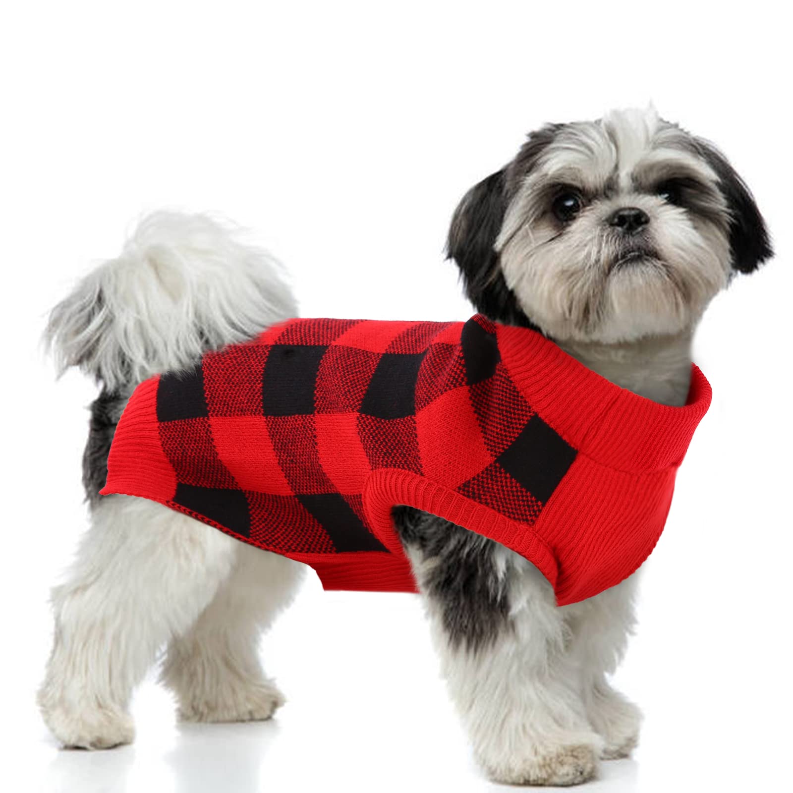 PUMYPOREITY suéter canino con cuadros clásico, vista frontal, ideal para paseos elegantes