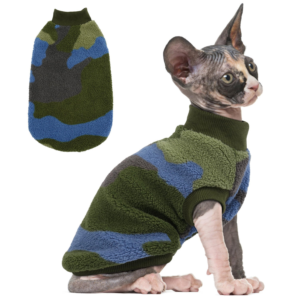PUMYPOREITY suéter de invierno para gatos verde, calor suave para descanso.