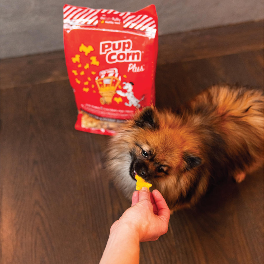 Pup Corn Plus bolsa de 24 onzas lista para usar.