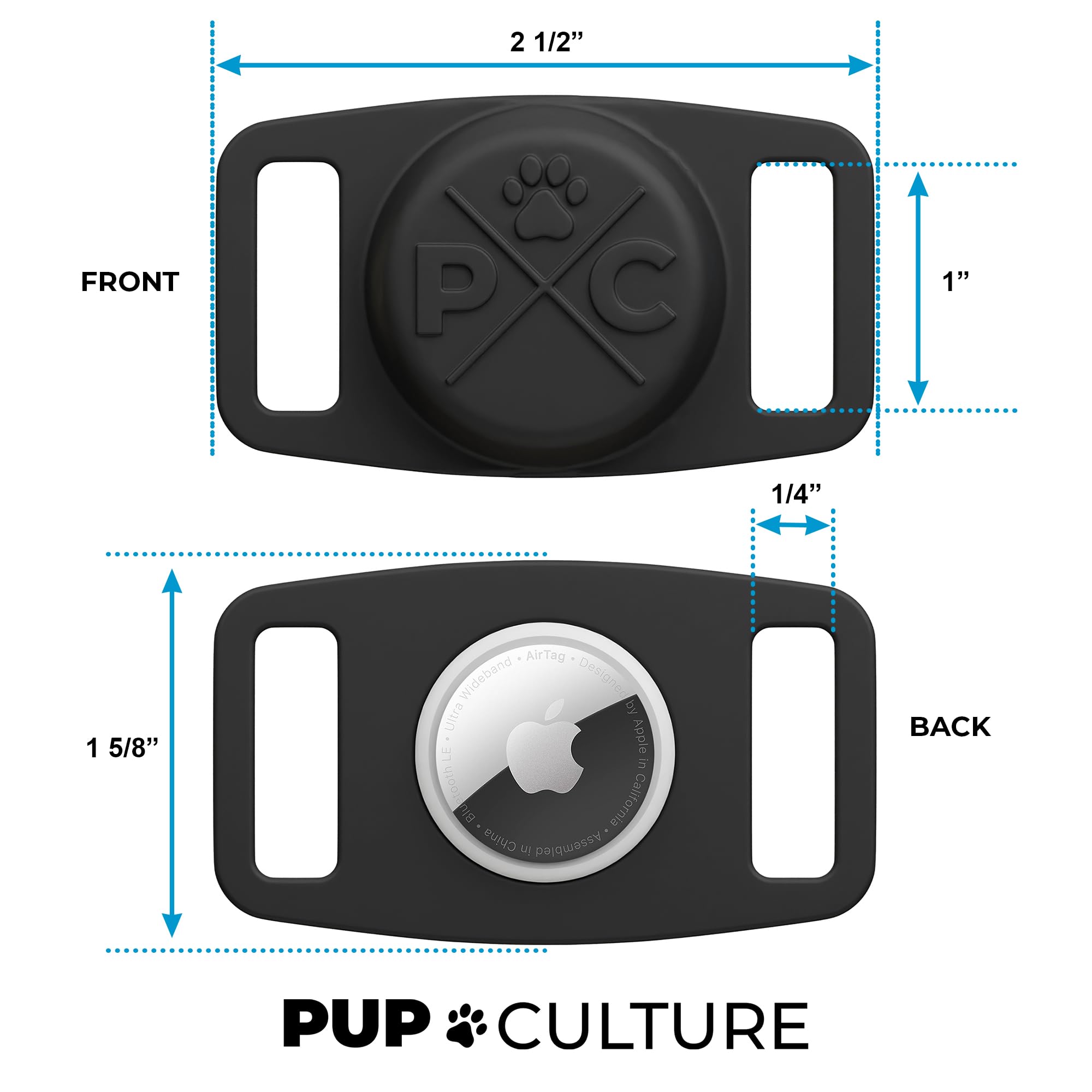 Pup Culture carcasa AirTag resistente al agua y golpes para perros.
