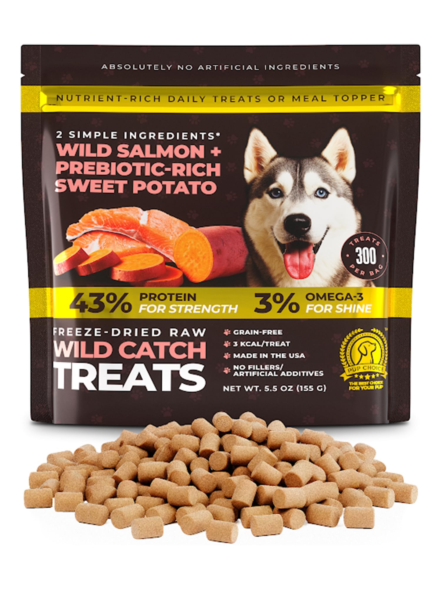 Pup Choice Salmón sin granos: premio sabroso para perros con estómagos sensibles.