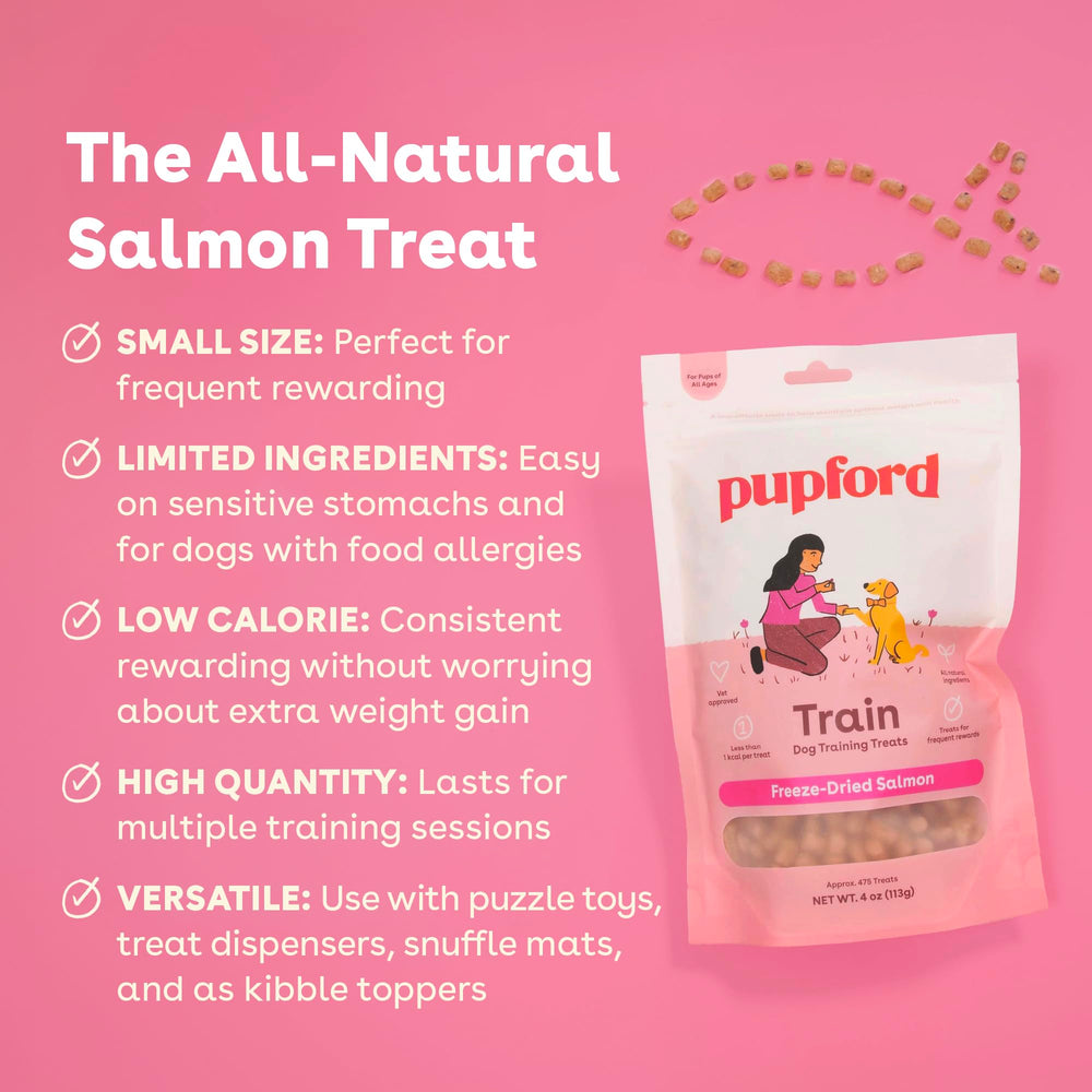 Bocadillos secos de Pupford, dos ingredientes con salmón, ideales para entrenamiento
