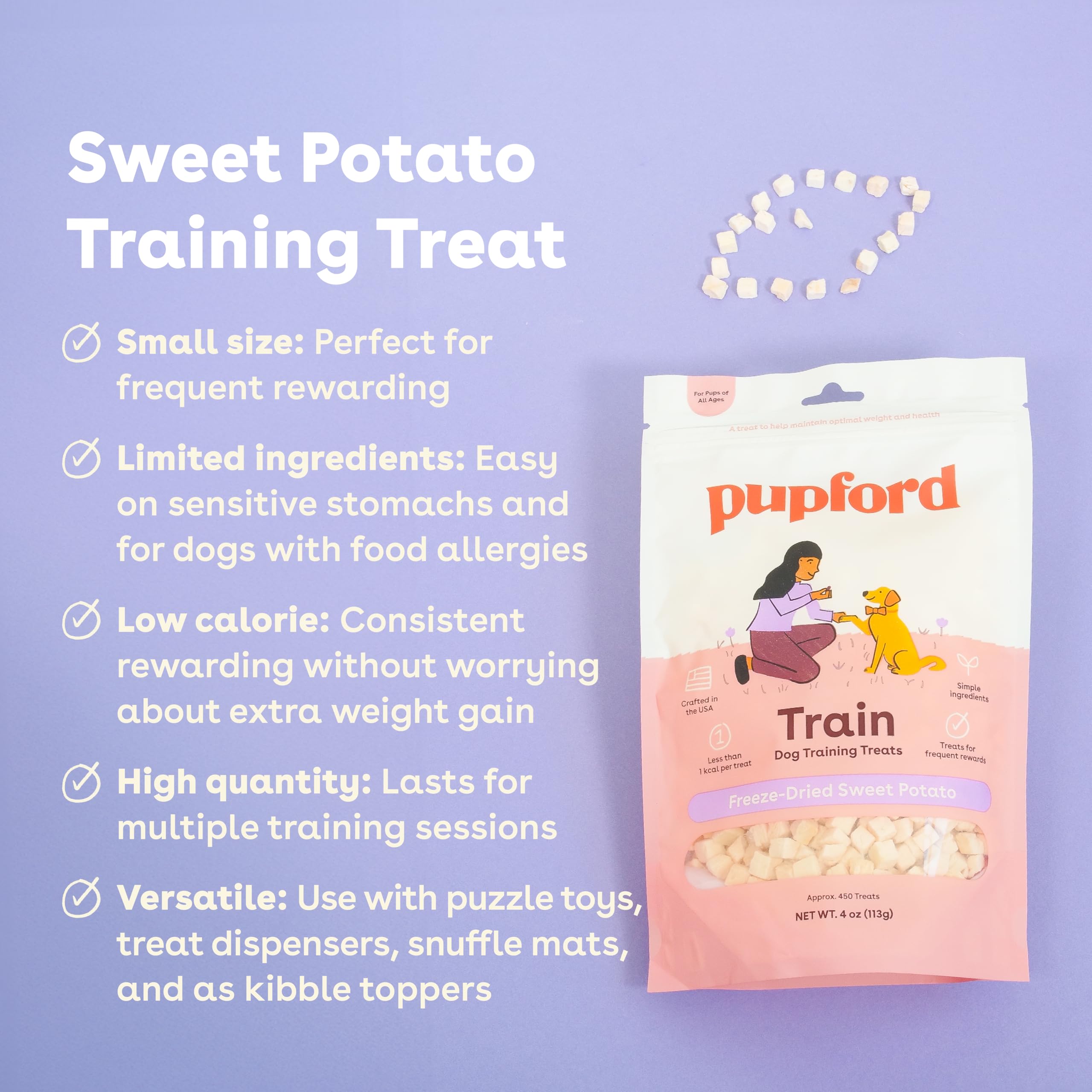 Pupford bocaditos pequeños para entrenamiento, snack saludable para obediencia diaria.