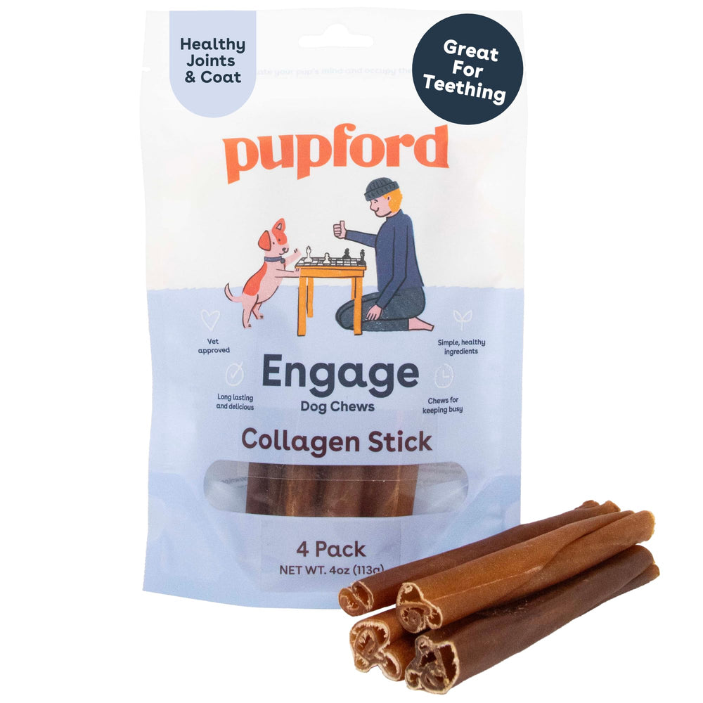 Pupford Colágeno Stick para perros, textura duradera en 6 pulgadas y masticación estable.
