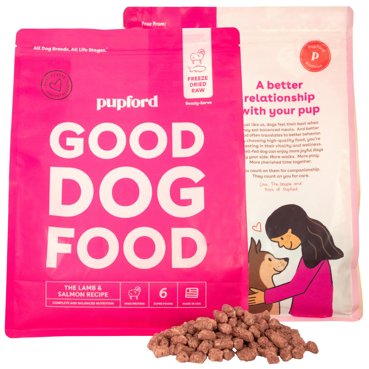 Pupford Good Dog Food: ingredientes liofilizados de cordero y salmón para energía diaria