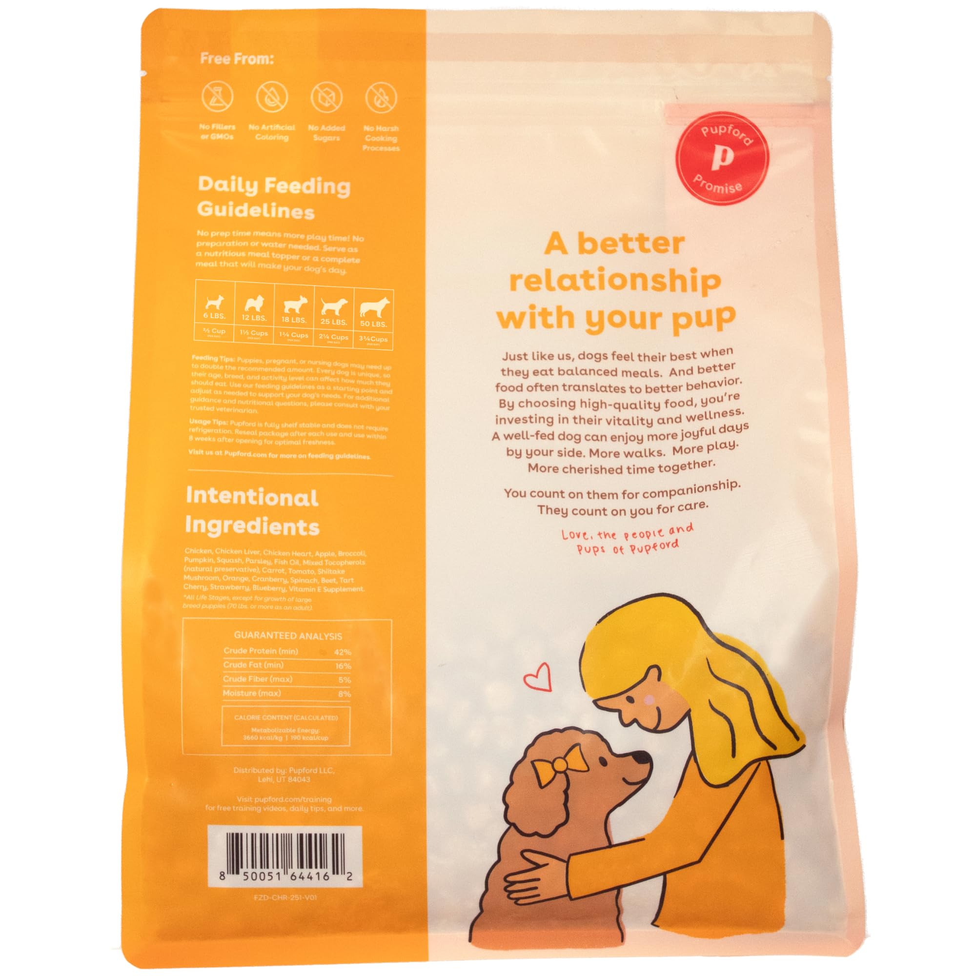 Pupford Good Dog Food practico para servir, ideal para comidas rapidas