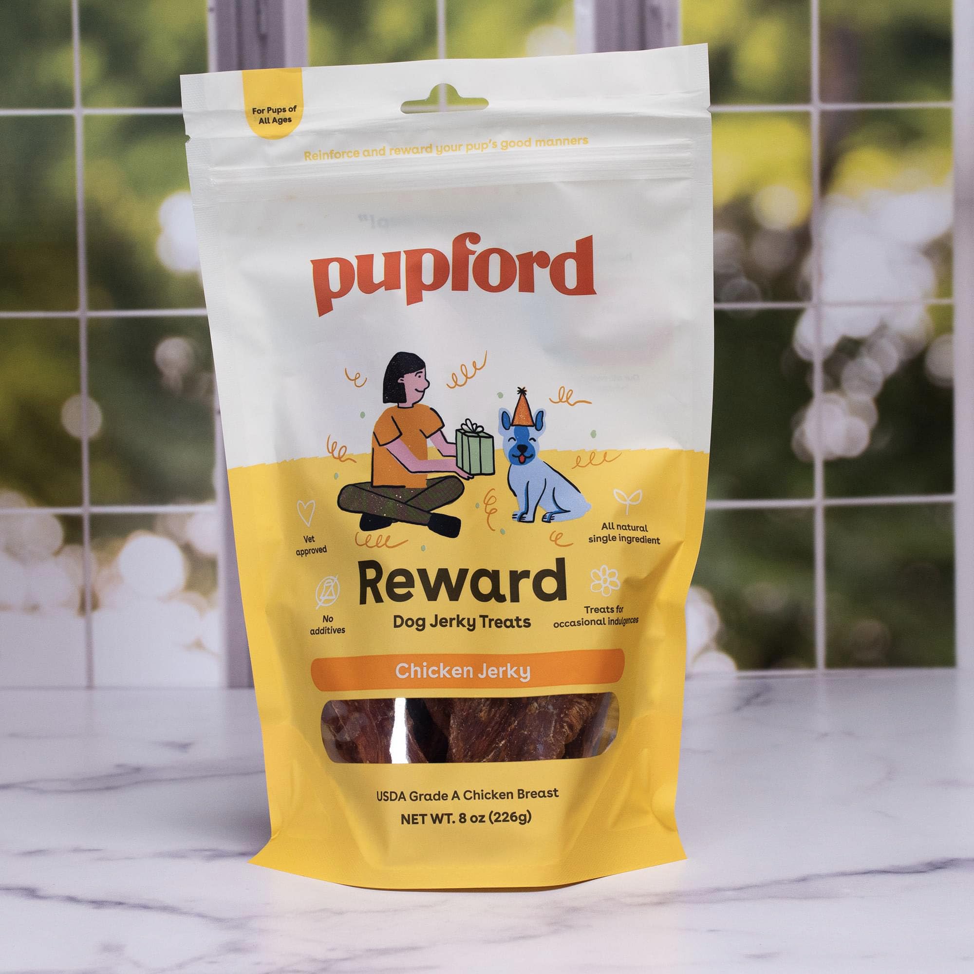 Pupford jerky con acceso a entrenamiento gratis de Zak George.