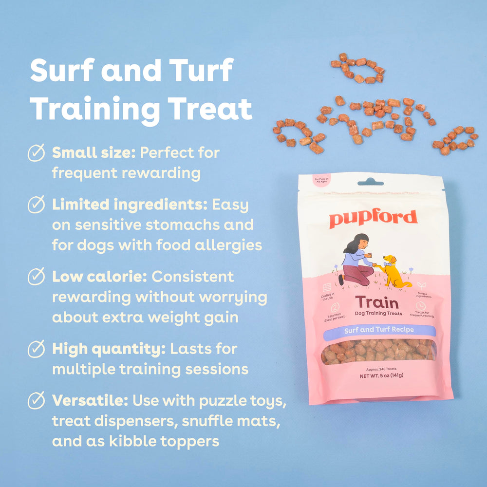 Pupford sabor Surf y Tierra para entrenamiento de perros.