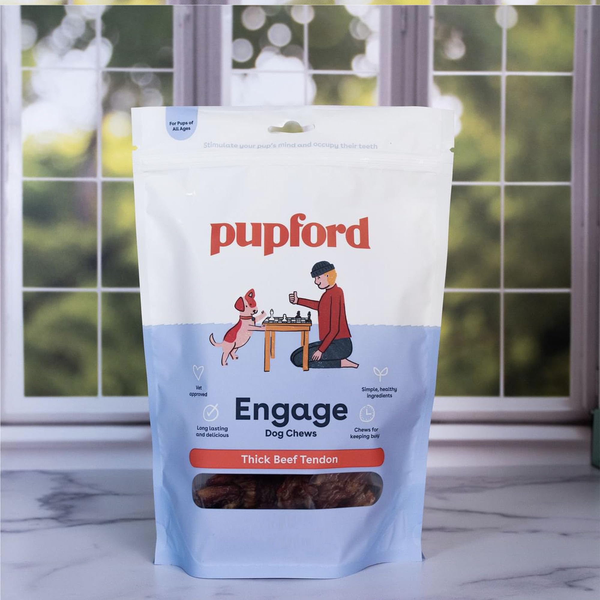 Pupford tentempié largo tendones, mantiene al perro entretenido