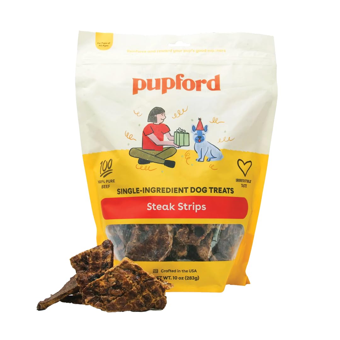Pupford tiras de bistec pulmón de res liofilizado para recompensas de entrenamiento
