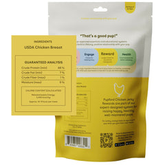 Tiras de pollo Pupford con ingrediente único, aptas para perros sensibles.