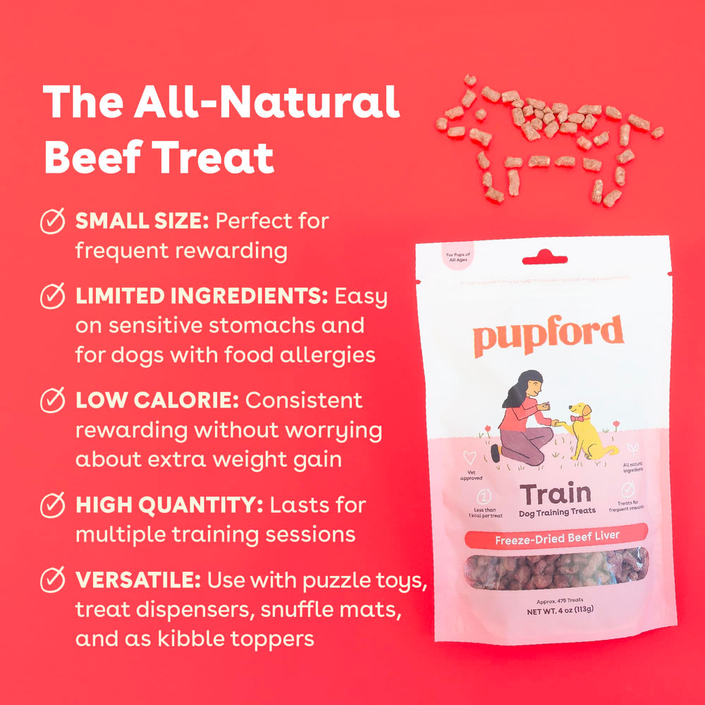 Pupford bocado de tres ingredientes naturales, opción sabrosa y simple para perros.