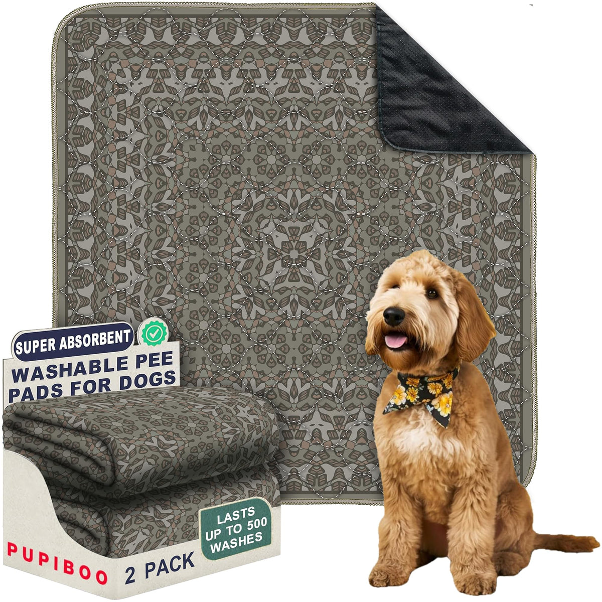 PUPIBOO alfombrilla lavable para perros y gatos, foco absorbente, ideal para entrenamiento y evitar manchas.