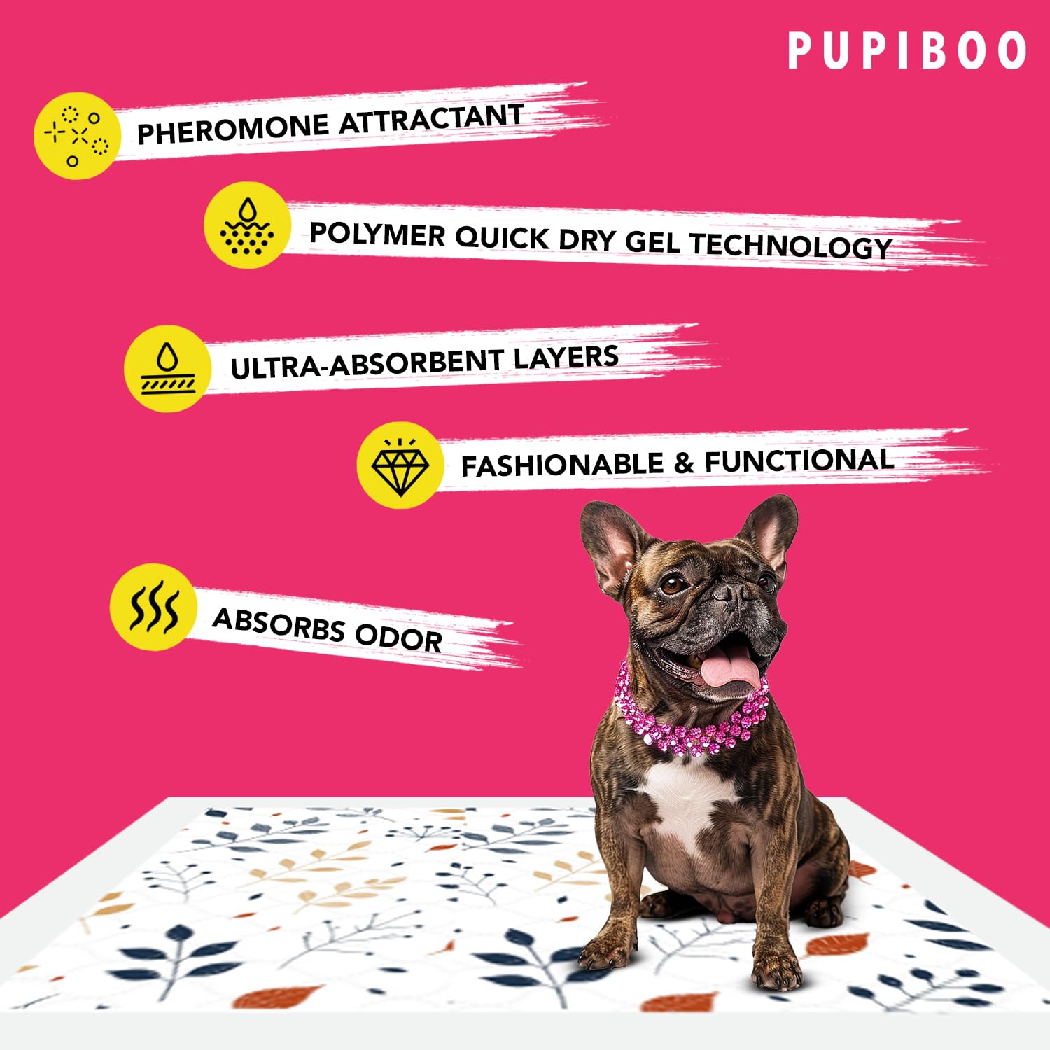 Pupiboo, tamaño 23x23 pulgadas, cobertura amplia para entrenamiento.