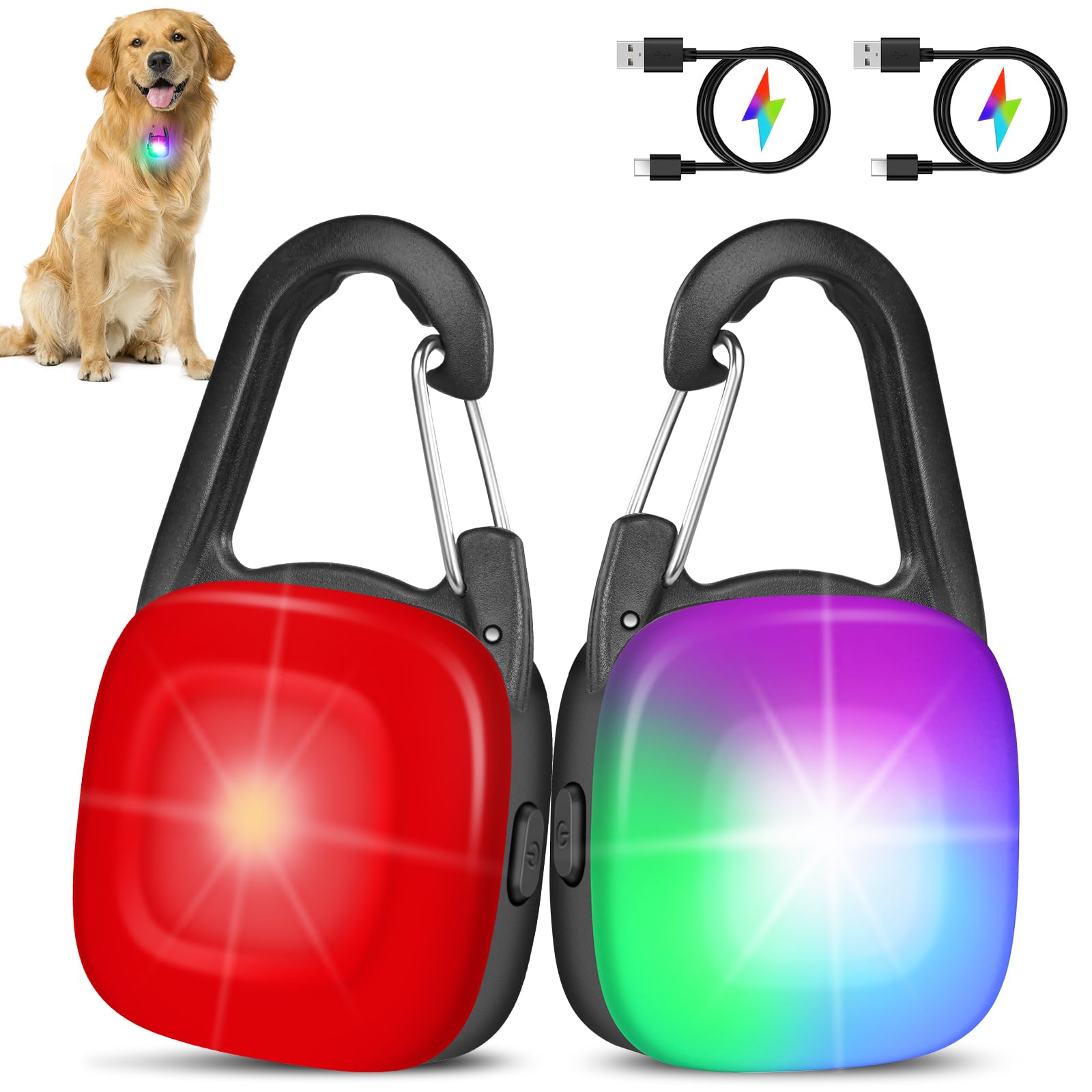 PUPKOLI luz de collar para perro, dos-pack, ideal para paseos nocturnos