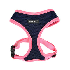 Arnés Puppia Suave II azul marino visto frontal para paseos cómodos