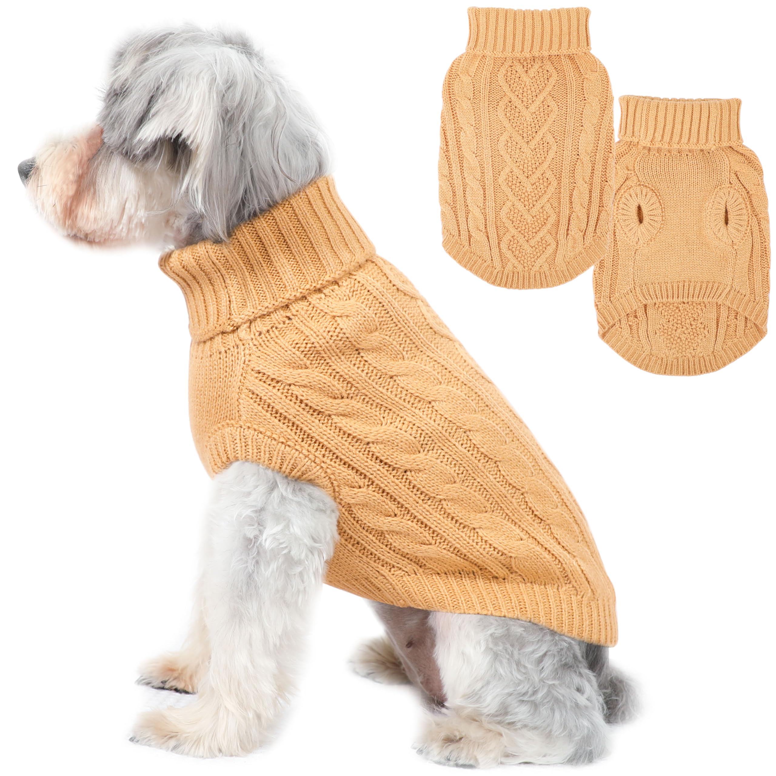 Sudadera Puppishy para perro con cuello tortuga que mantiene caliente en días fríos.
