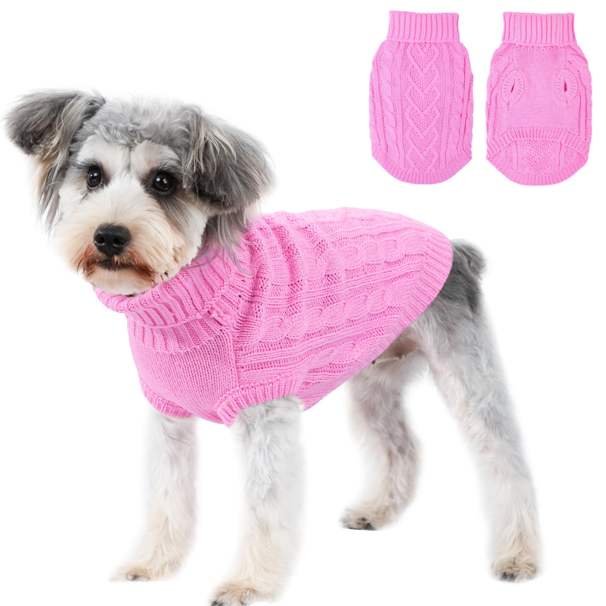 Suéter Puppishy para perros pequeños con cuello alto y corazón, mantiene calor y estilo.