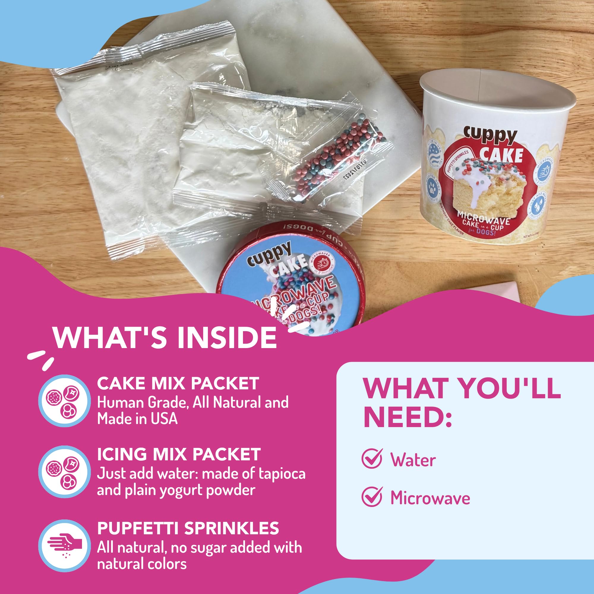 Puppy Cake: ingredientes de grado humano para un snack seguro.
