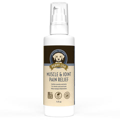 Puppy Lisa crema para dolor muscular en perros, alivio potencial.