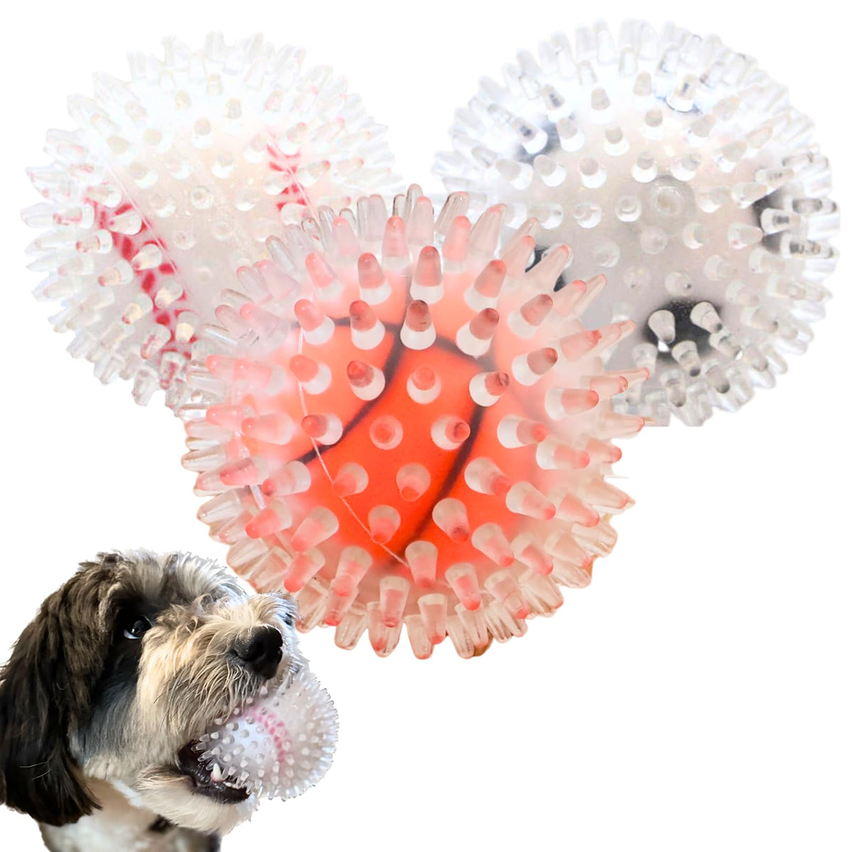 Puppy Party bolas espinas 3 piezas frontal: duraderas y divertidas para perros medianos y grandes