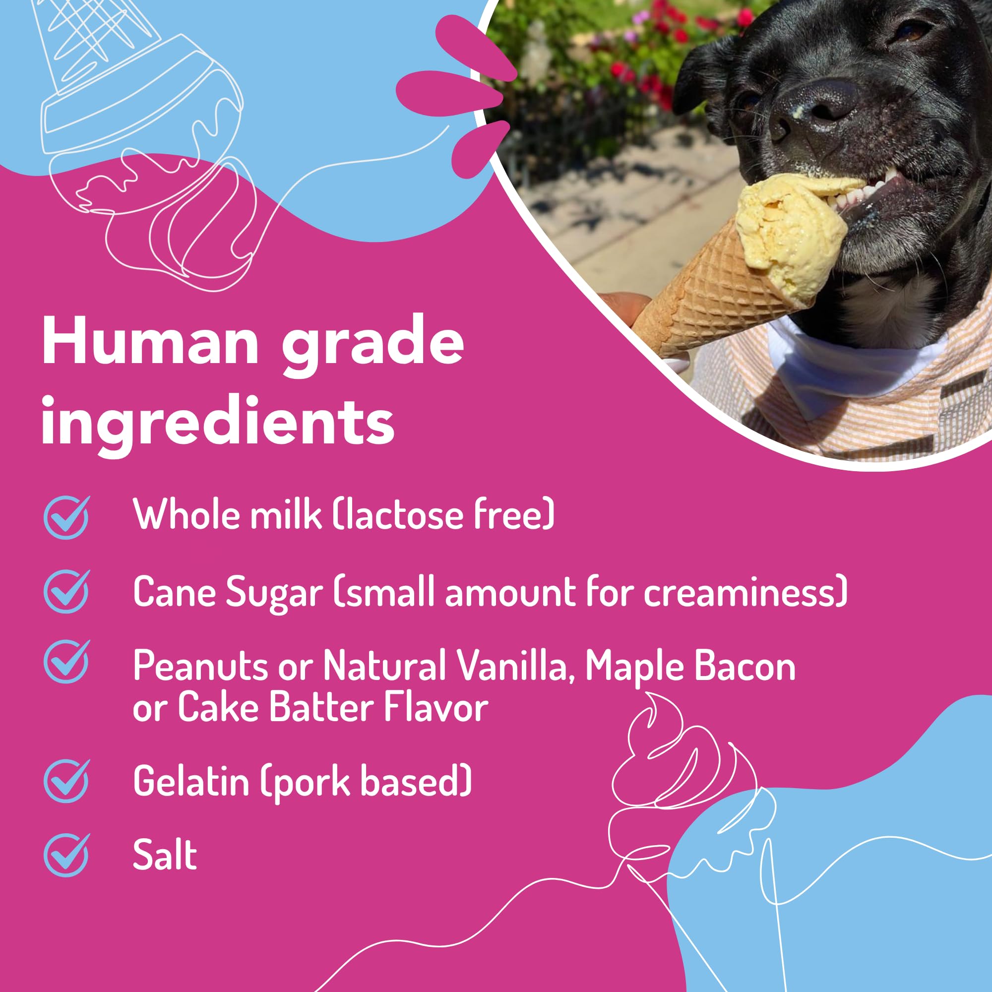 Puppy Scoops: mezcla con agua para un helado canino listo para congelar.