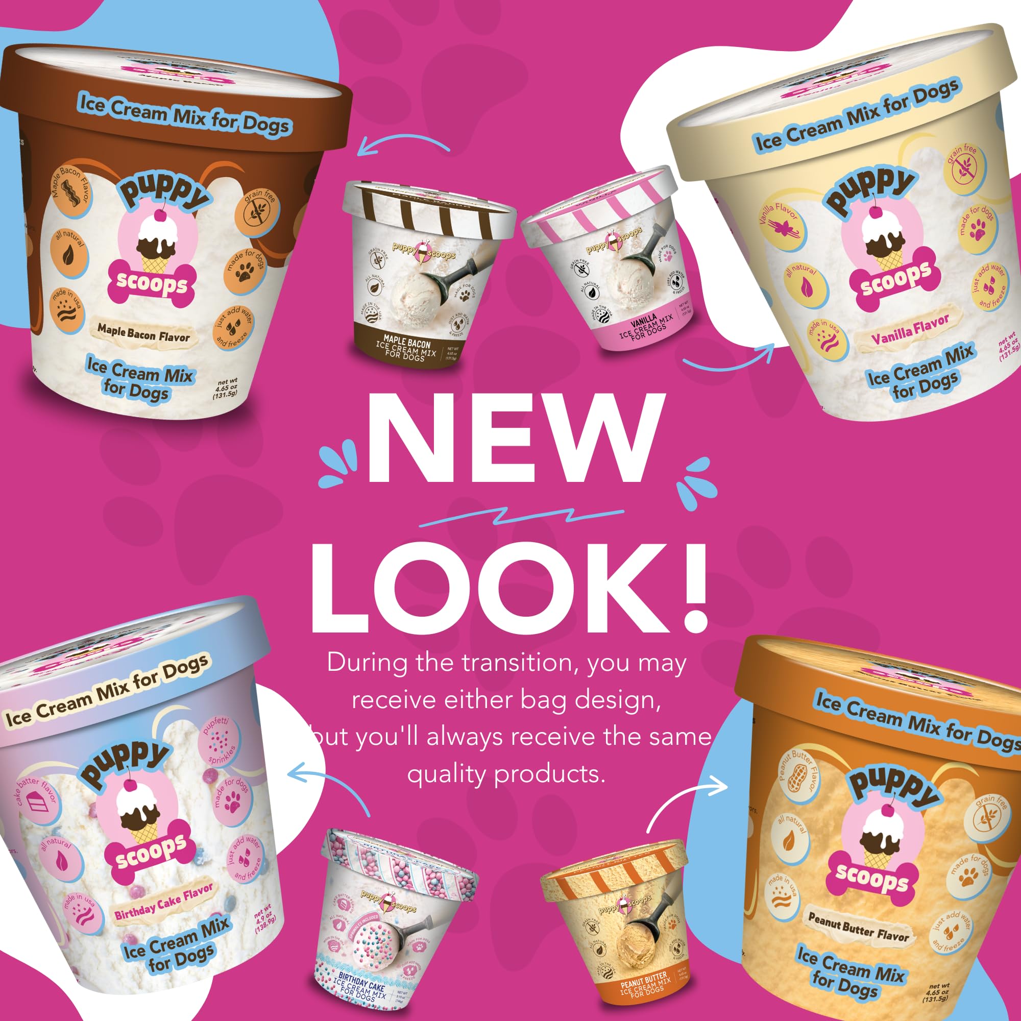 Puppy Scoops: sabor pastel de cumpleaños con confeti para perros.