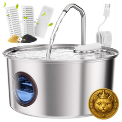 Puppyspout bebederos para gatos en acero inoxidable con capacidad 108oz, agua fresca.