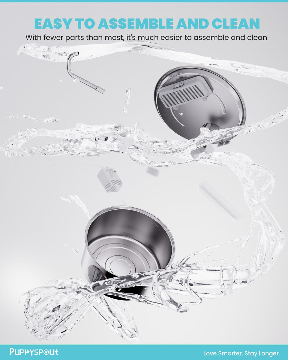 Puppyspout bajo consumo y funcionamiento silencioso