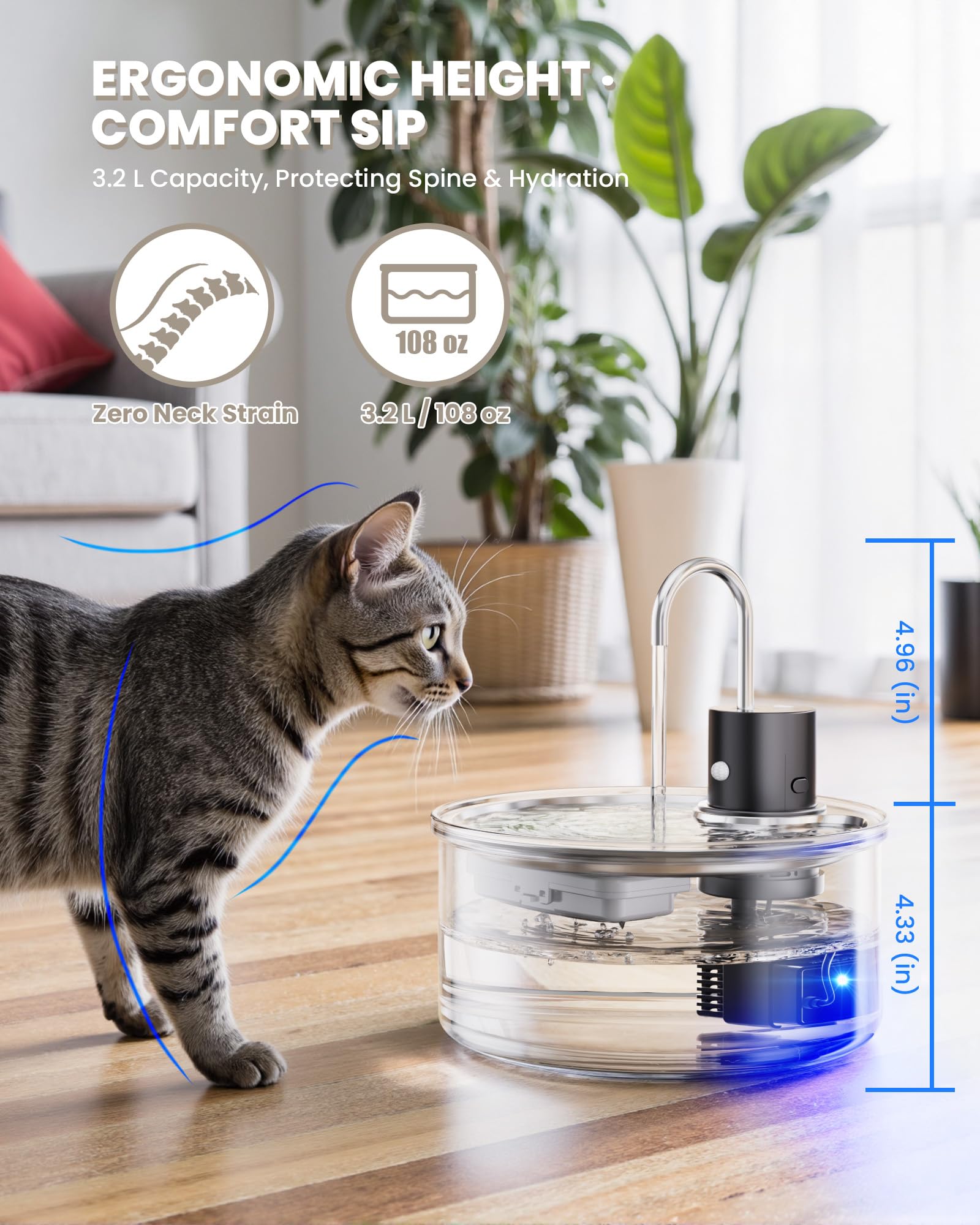 Ventana visual de Puppyspout facilita revisar el nivel de agua sin abrir.