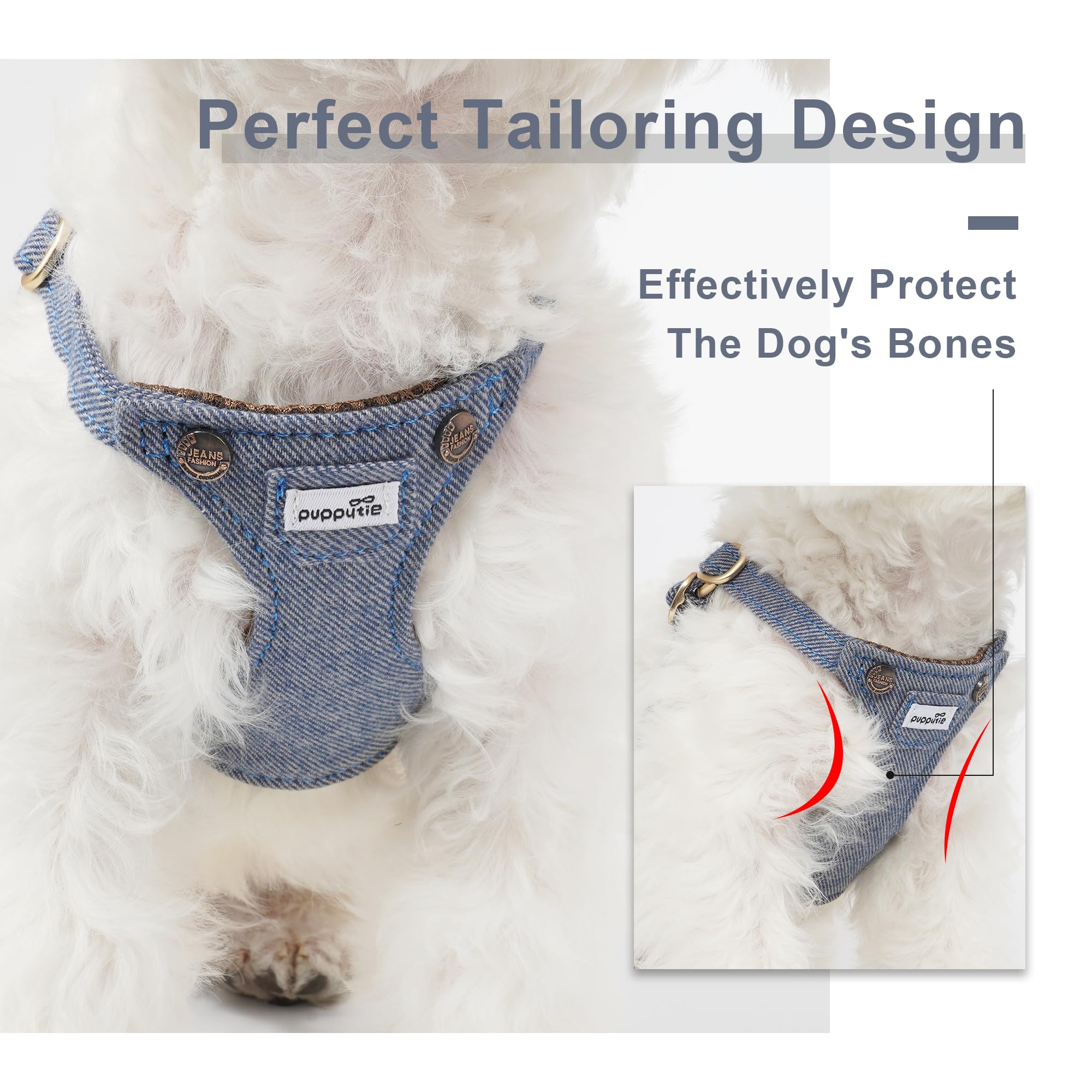 Puppytie arnés con ajuste patentado para un ajuste perfecto.