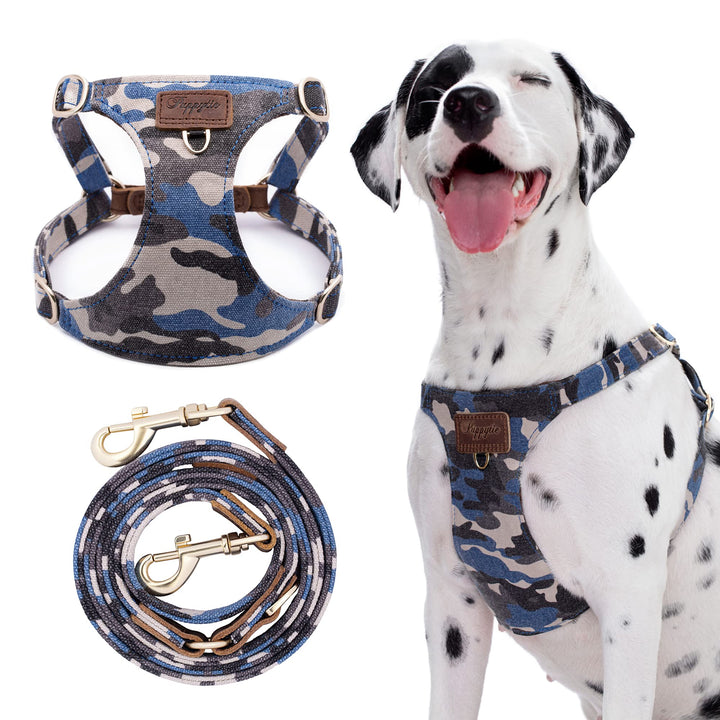 Puppytie arnés sin tirones en camuflaje azul para paseos cómodos