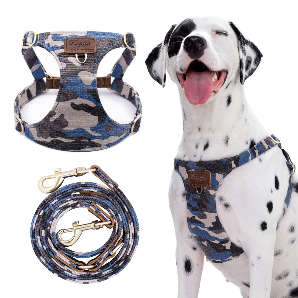 Puppytie arnés sin tirones en camuflaje azul para paseos cómodos