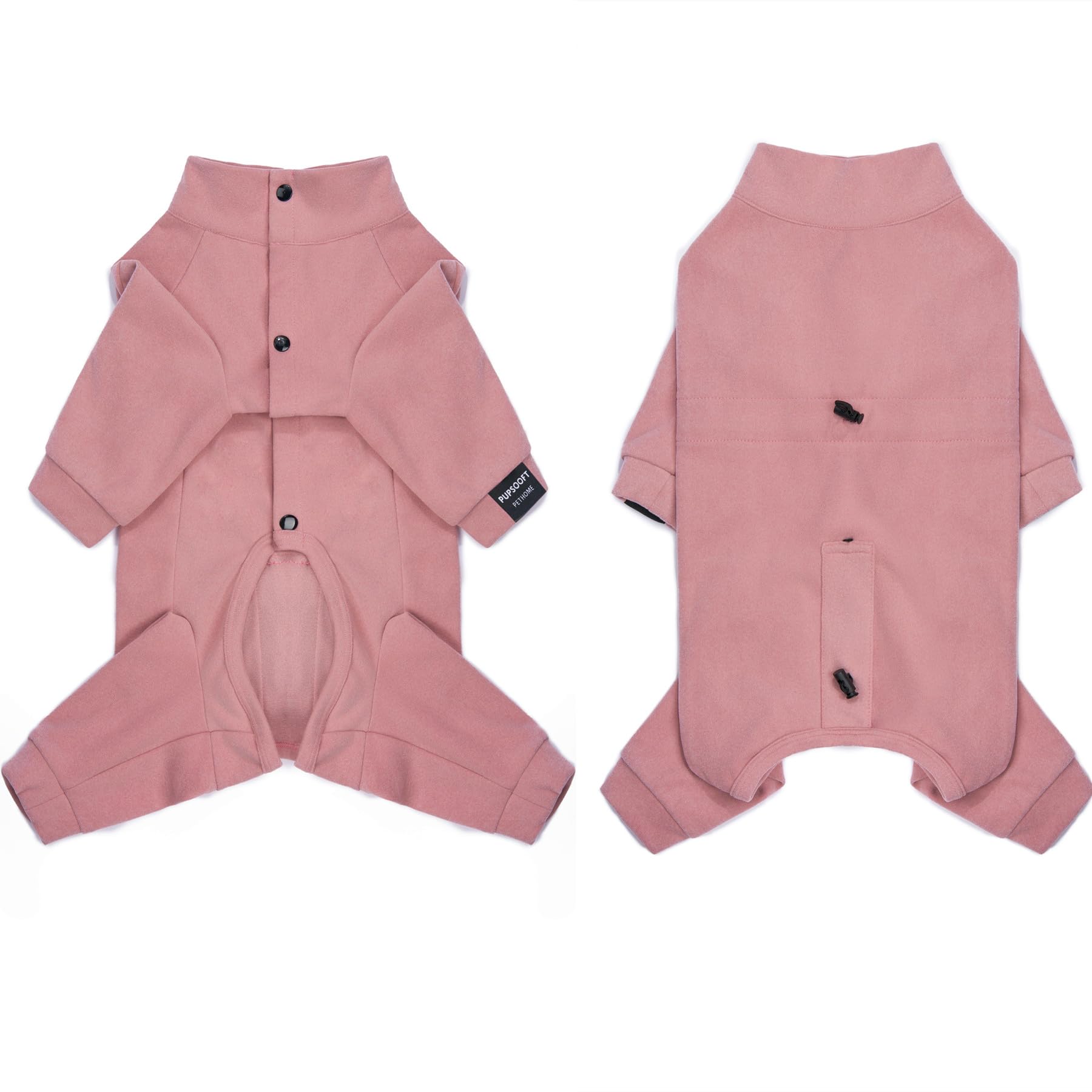 Pupsooft mono de invierno para perro rosa, ajuste en cintura y cola para mejor comodidad