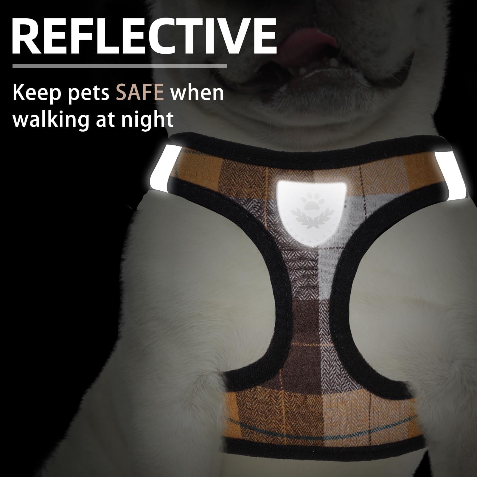PUPTECK cintas reflectivas y diseño a cuadros para seguridad nocturna