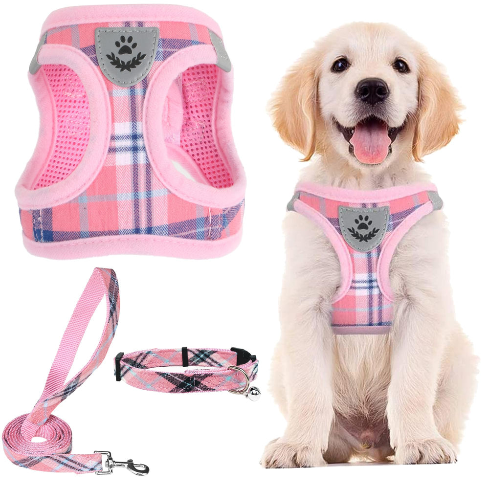 Arnés ajustable PUPTECK para paseos, cómodo y seguro en rosa.
