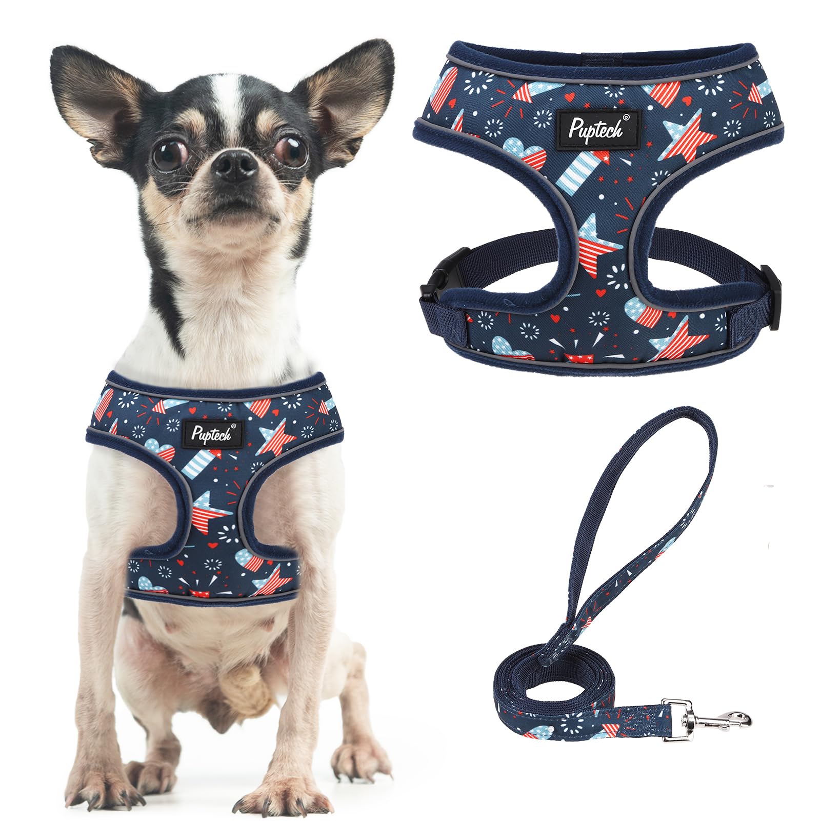 Arnés PUPTECK de malla suave en azul para paseos cómodos