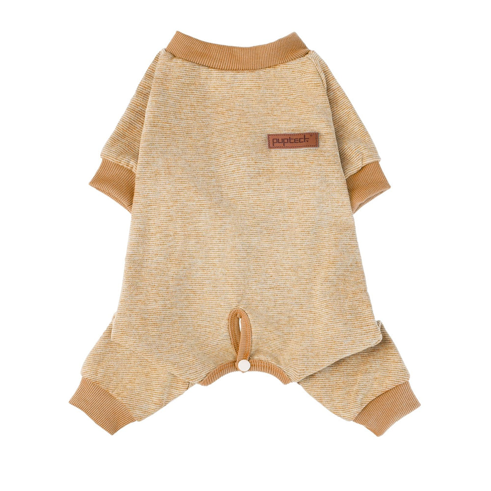 PUPTECK Pijamas para perro, vista frontal, ajuste cómodo para sesiones diarias.